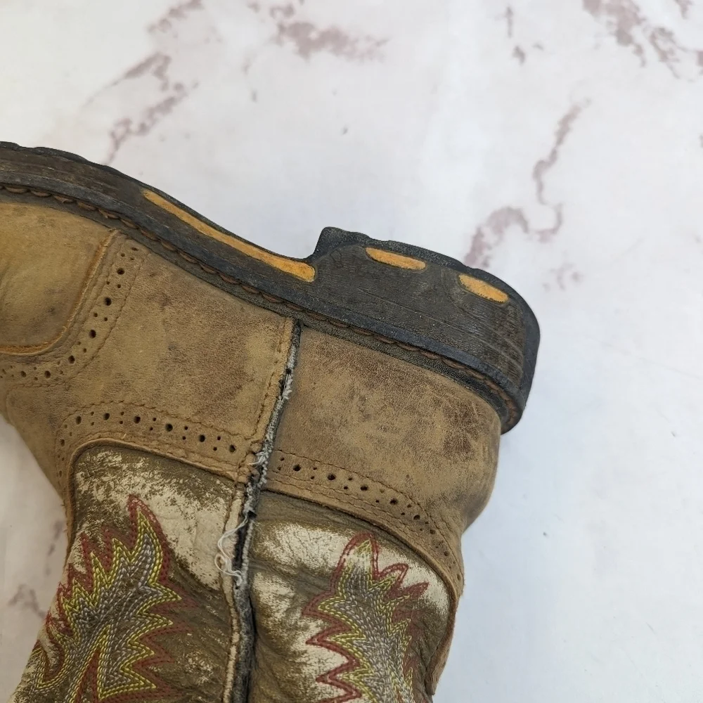 Ariat Boot Boys 3 Workhog Western Cowboy Cowgirl Kid Youth Brown Leather 1007836